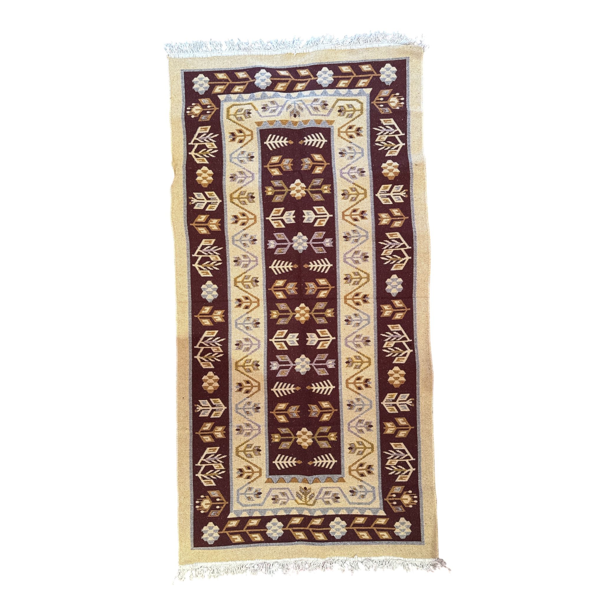 Covor tesut rustic - tradițional, calitate superioară, Maro, 200x100 cm Covor tesut rustic - tradițional, calitate superioară, Maro, 200x100 cm